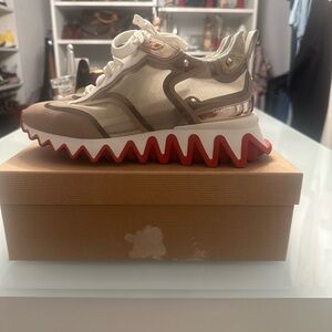 Christian Louboutin Loubishark-Desert Brown Red Platform Low Top Sneaker